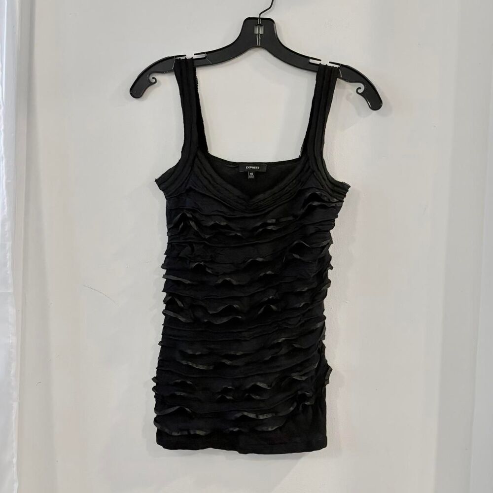 Ribbon Ruffle Tank Top Vintage Express XS Fairy Grunge Whimsigoth Y2K Indie Alt